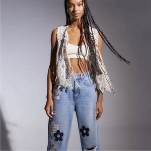 NWT BDG Skater Baggy Floral Patchwork Wide Leg Jeans